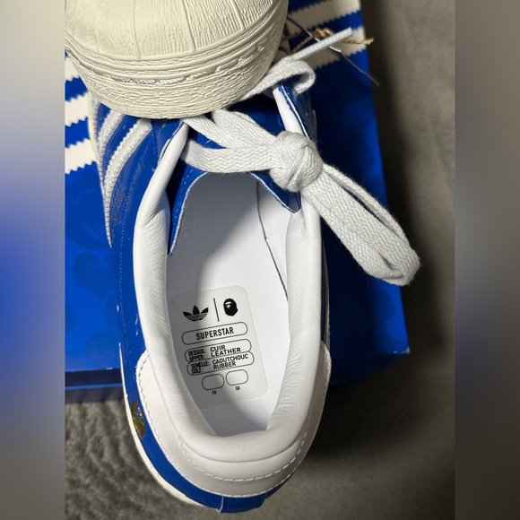Adidas Bape Blue and White Sneakers New - Picture 9 of 11